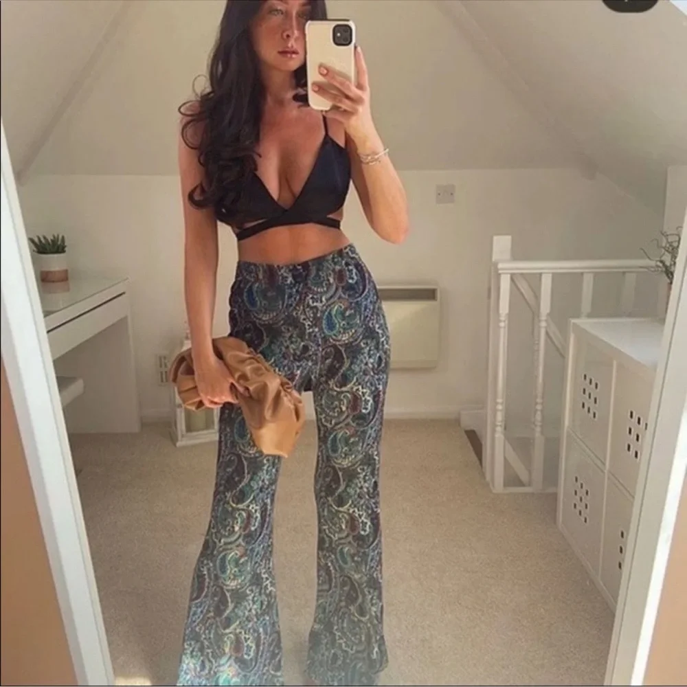 Zara Paisley  Flared Pants - Picture 3 of 17